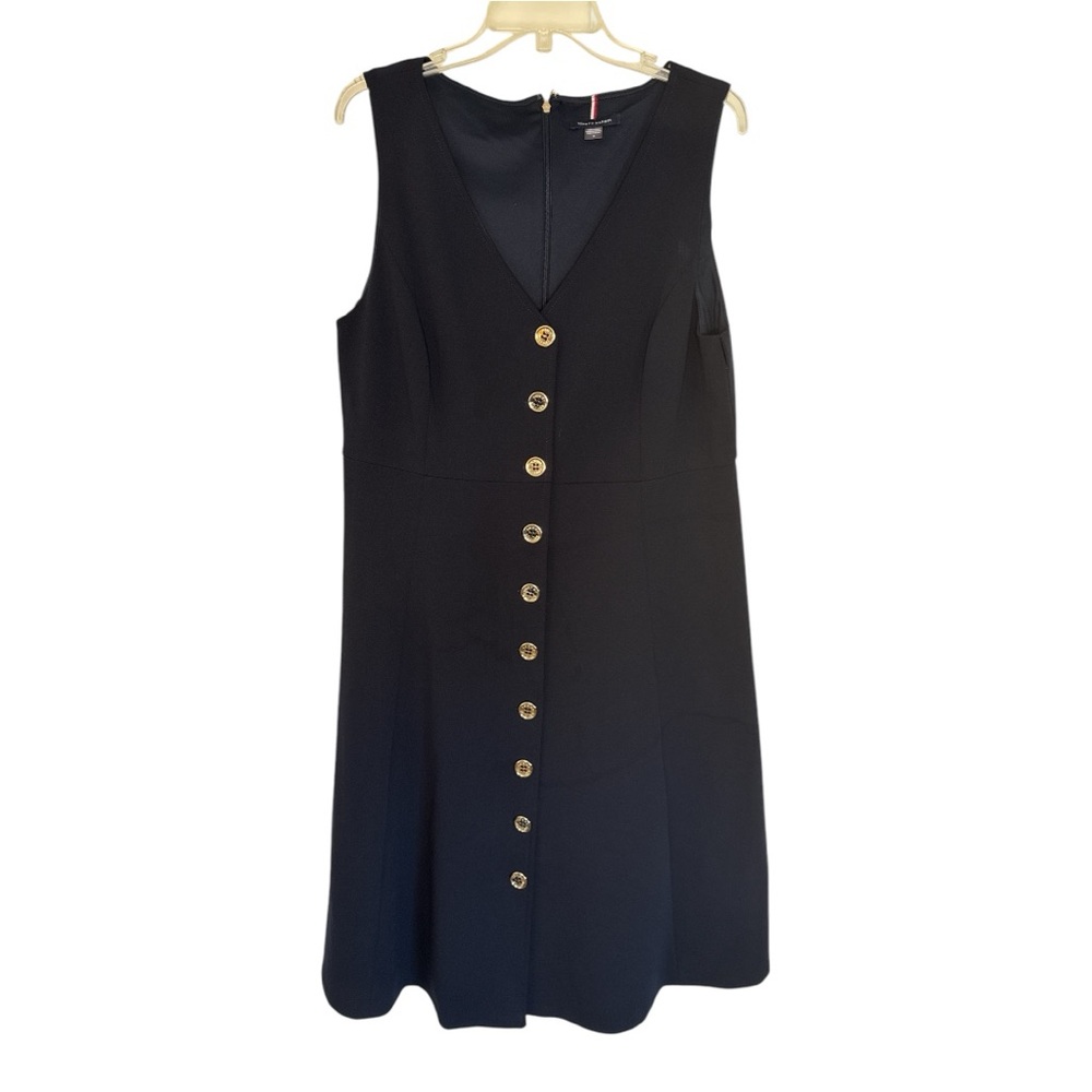 Tommy Hilfiger Black Midi Button-Front Dress